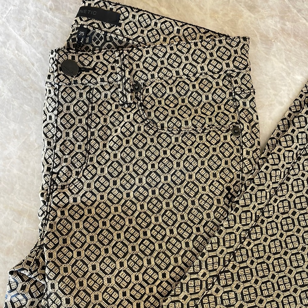 GENETIC Black and Gold Pants - Patterned Jeans - Patterned Pants - Size 25